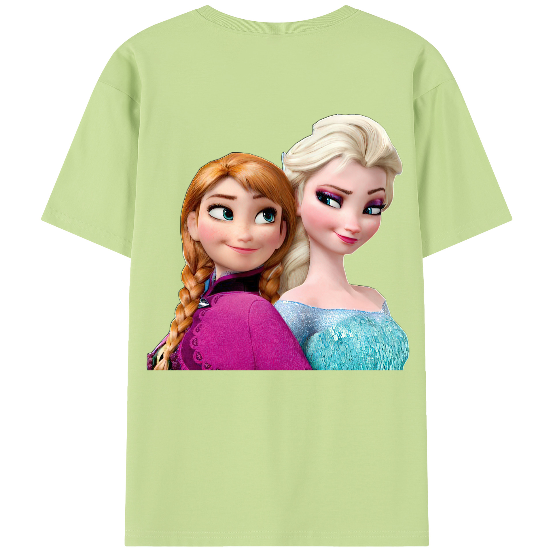 （画像用） アナと雪の女王 アンナ エルサ Frozen Anna Elsa 綿100％半袖Tシャツ（背面プリント）